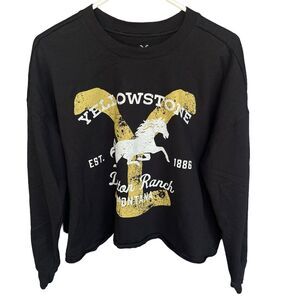 Yellowstone Sweater Womens Large Black Cropped Dutton Ranch TV Series